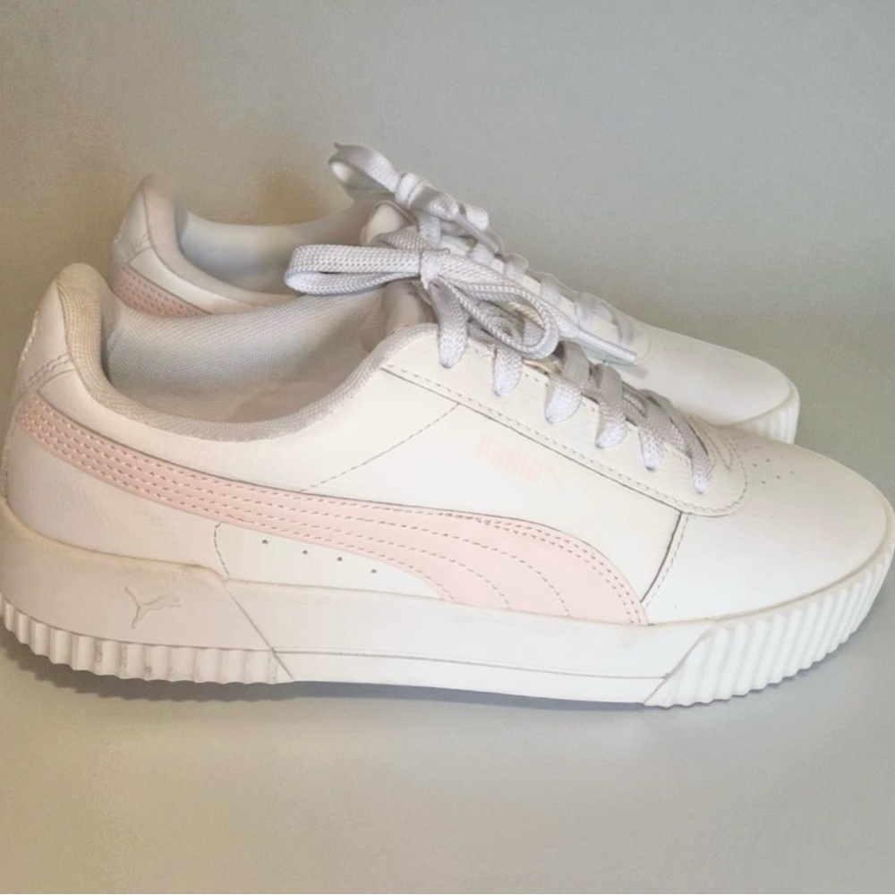Puma | Women's Carina Court White Pink Shoes Sneakers Size 11